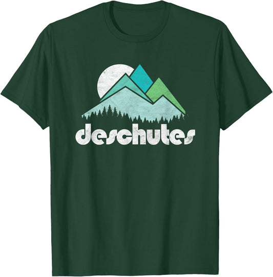 Deschutes River Oregon Vintage Minimalist Mountains Shirt T-Shirt - T-Shirt | Forest