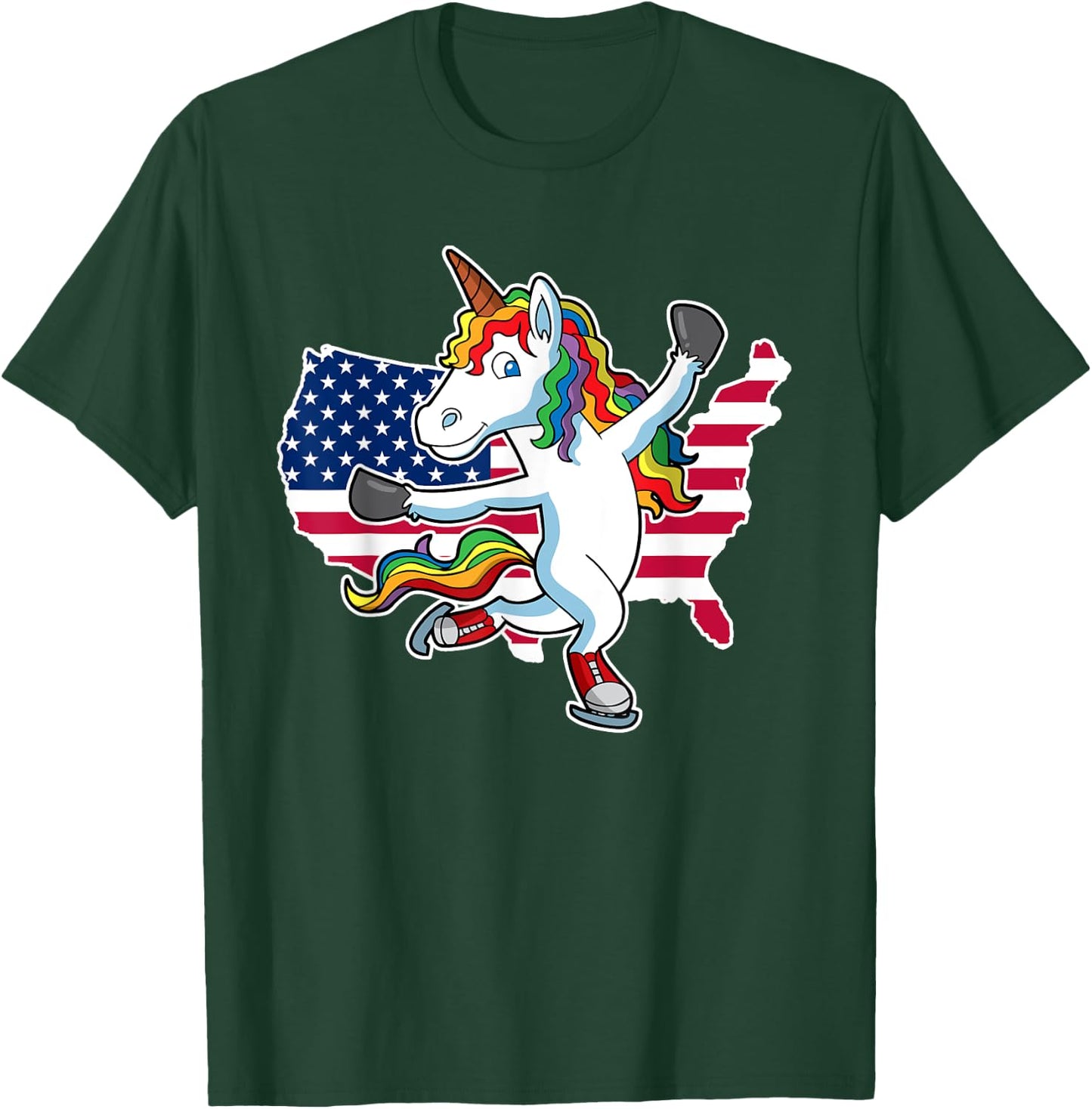 Unicorn Figure Skating USA Shirt T-Shirt - T-Shirt | Forest