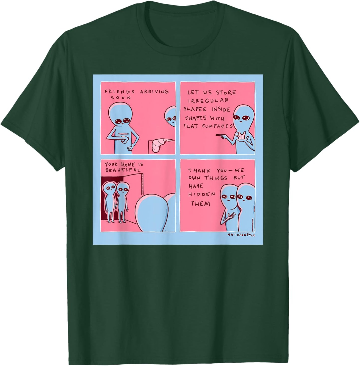 Threadless Nathan W. Pyle Strange Planet Own Things Graphic T-Shirt - T-Shirt | Forest