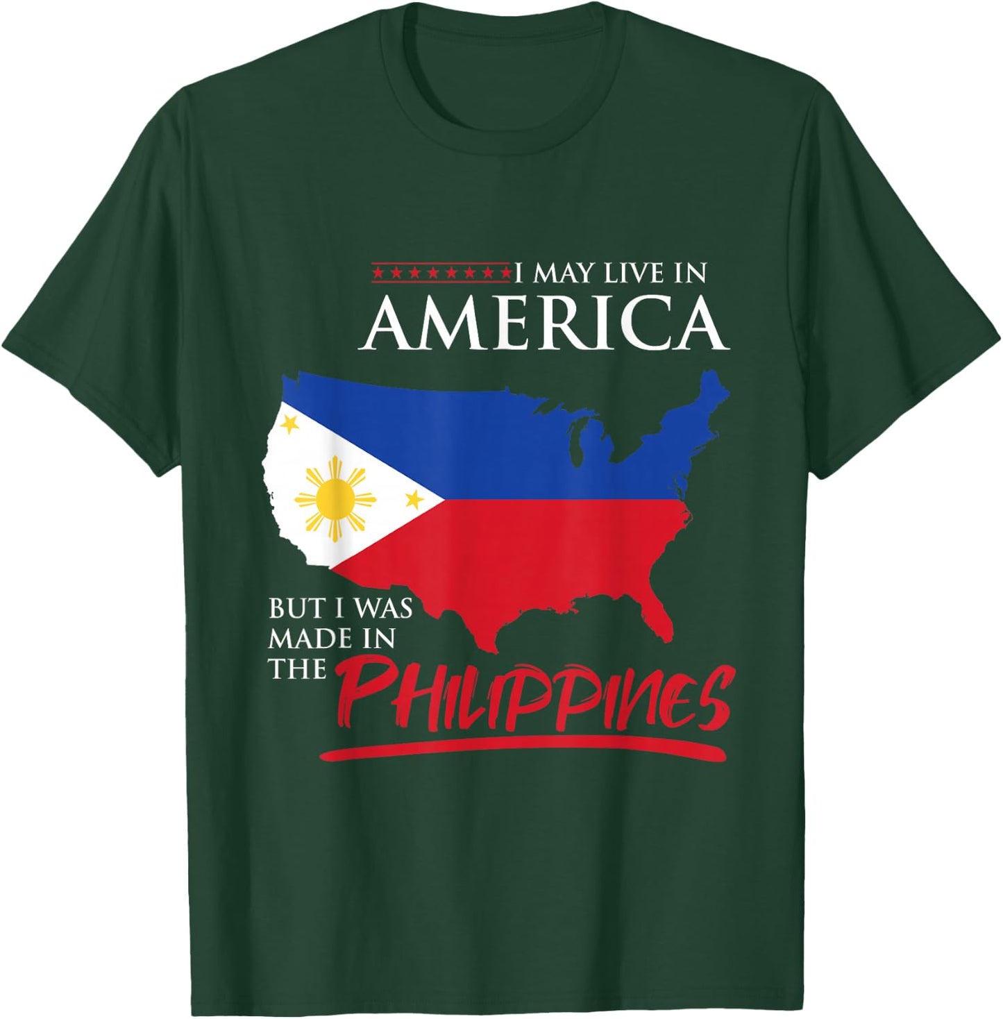 USA Flag Islands of Felipe Philippines Maharlika Filipino T-Shirt - T-Shirt | Forest