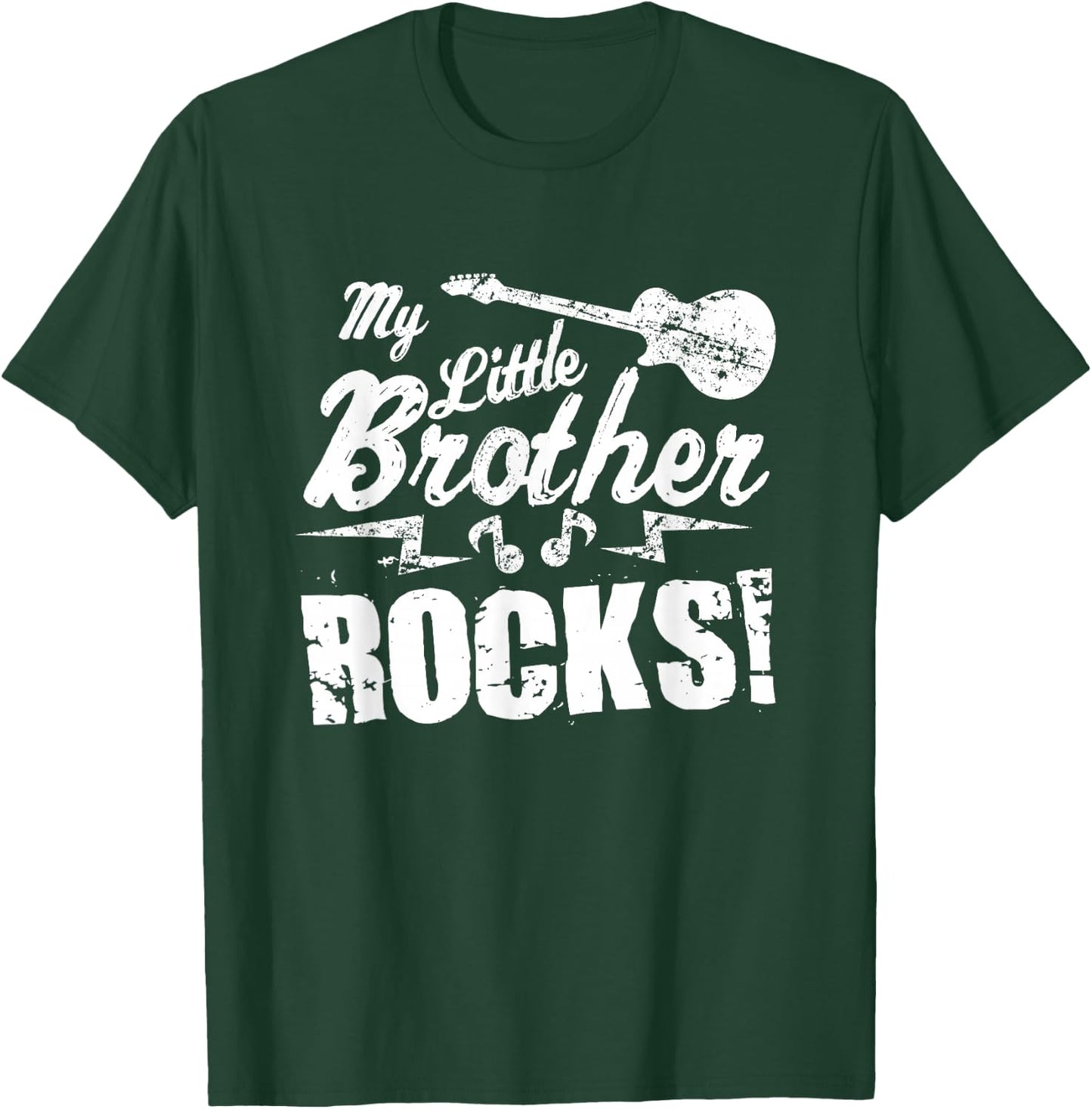 My Little Brother Rocks - Guitar Rock n Roll Funny Gift T-Shirt - T-Shirt | Forest
