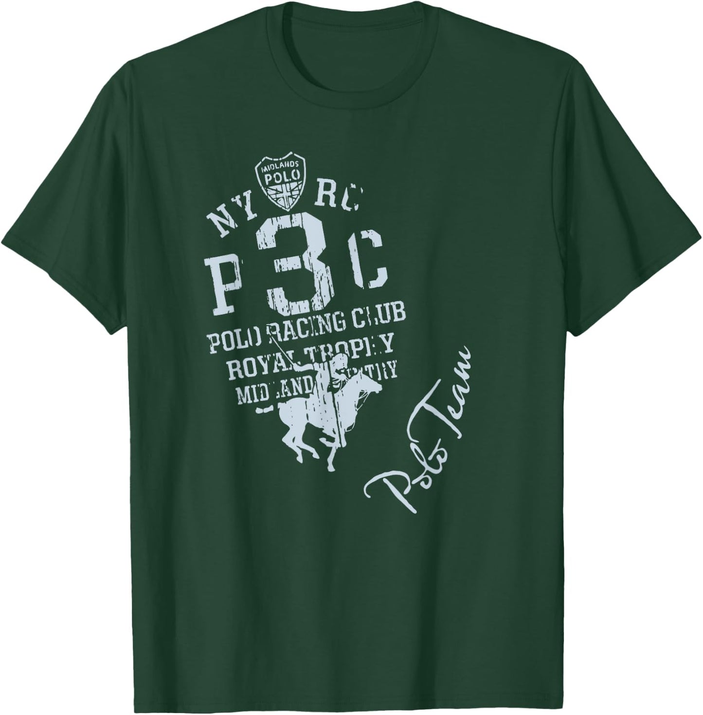 Horseback Polo Riding & Polo Player Equestrian Women Men Dad T-Shirt - T-Shirt | Forest