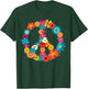 Peace Love | 60's 70's Hippie Costume Colorful Flowers T-Shirt - T-Shirt | Forest
