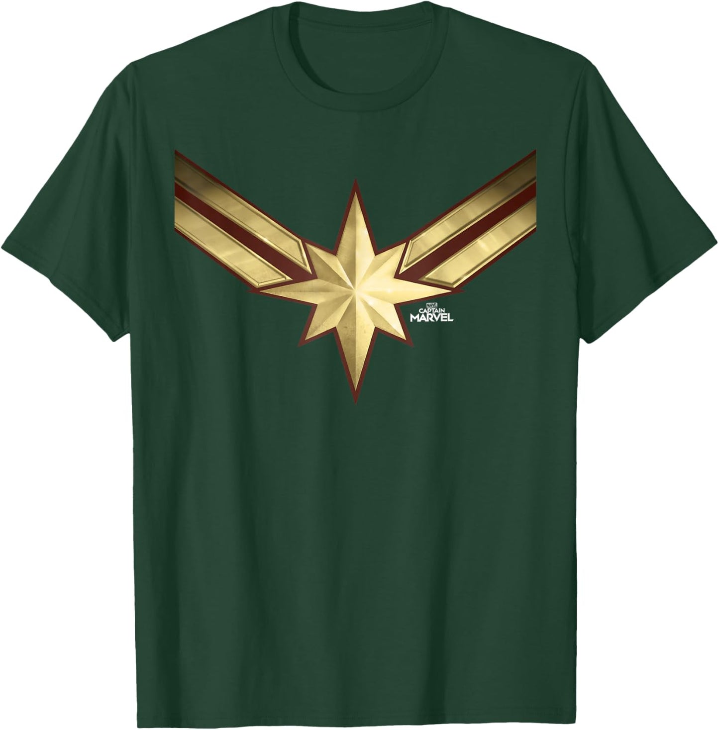 Captain Marvel Gleaming Chest Logo Graphic T-Shirt - T-Shirt | Forest