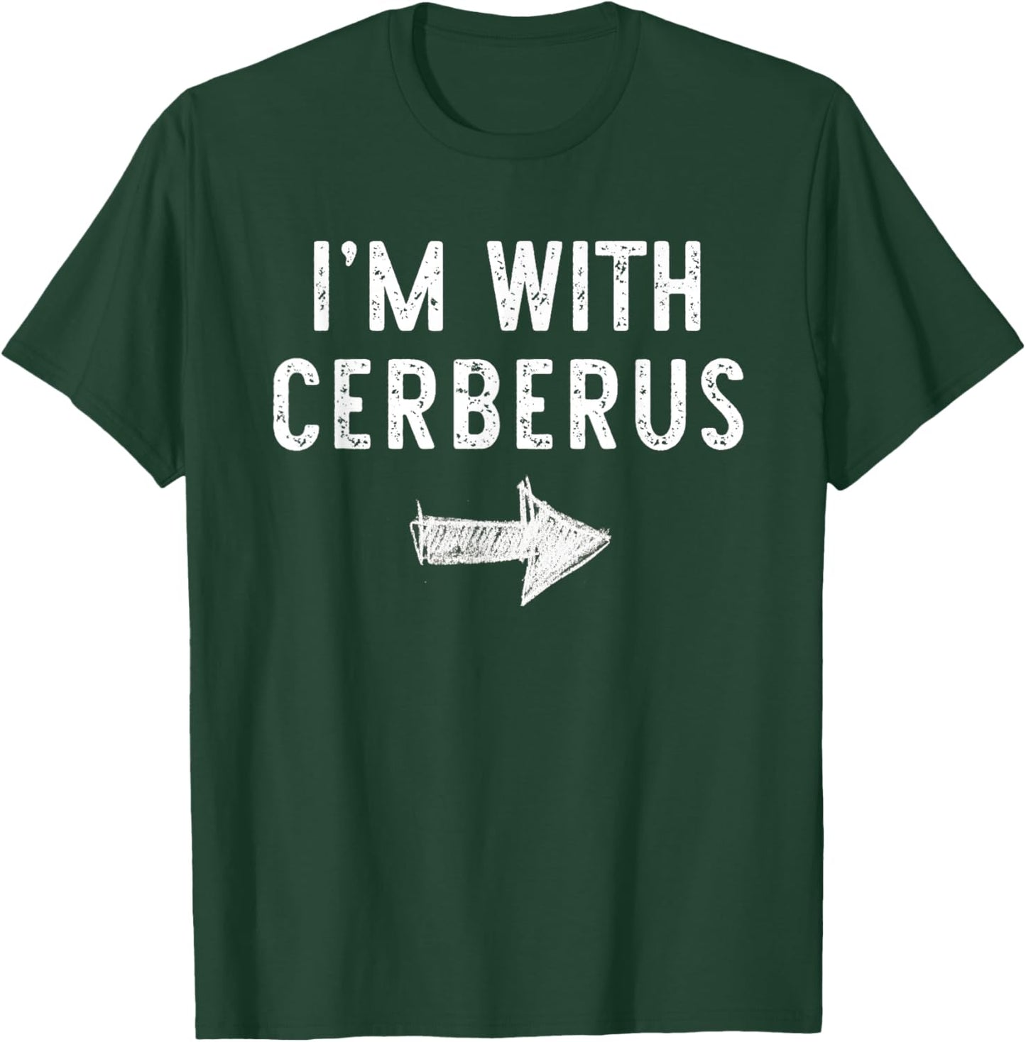 I’m with Cerberus Funny Halloween Couple Costume T-Shirt - T-Shirt | Forest