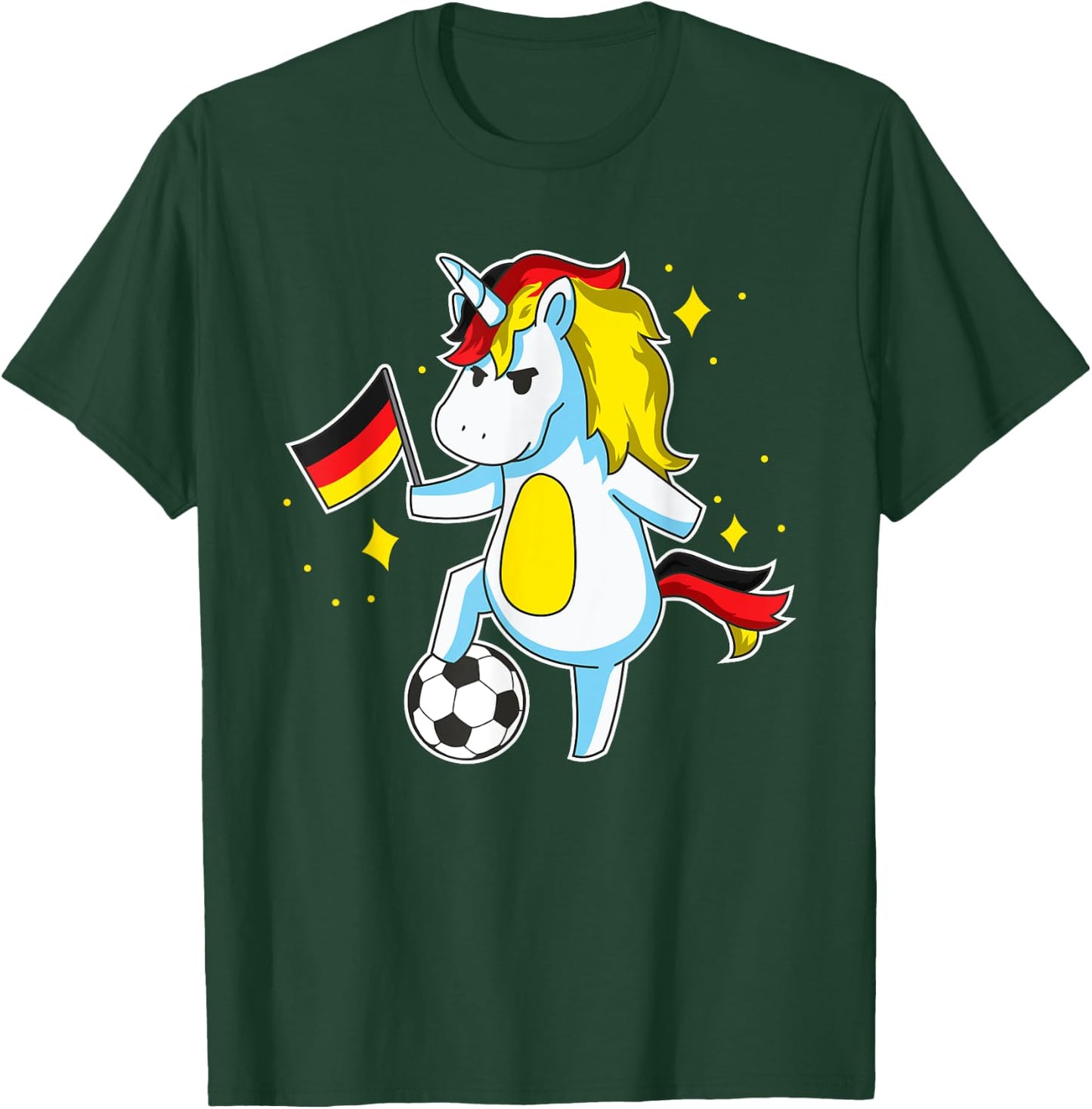 Soccer Unicorn German Jersey Design Germany Football Gift T-Shirt - T-Shirt | Forest