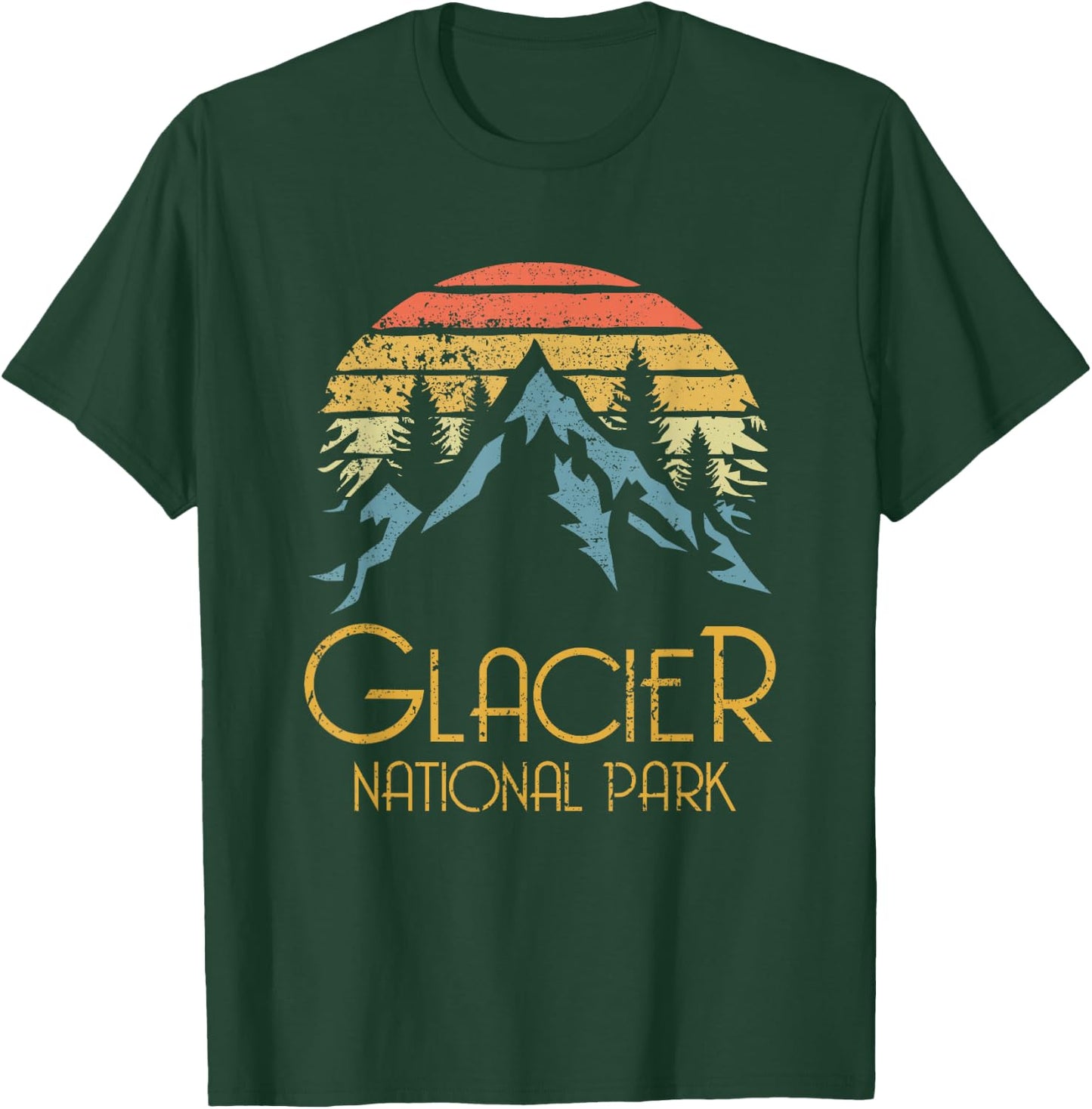 Vintage Glacier National Park Montana Retro T Shirt T-Shirt - T-Shirt | Forest