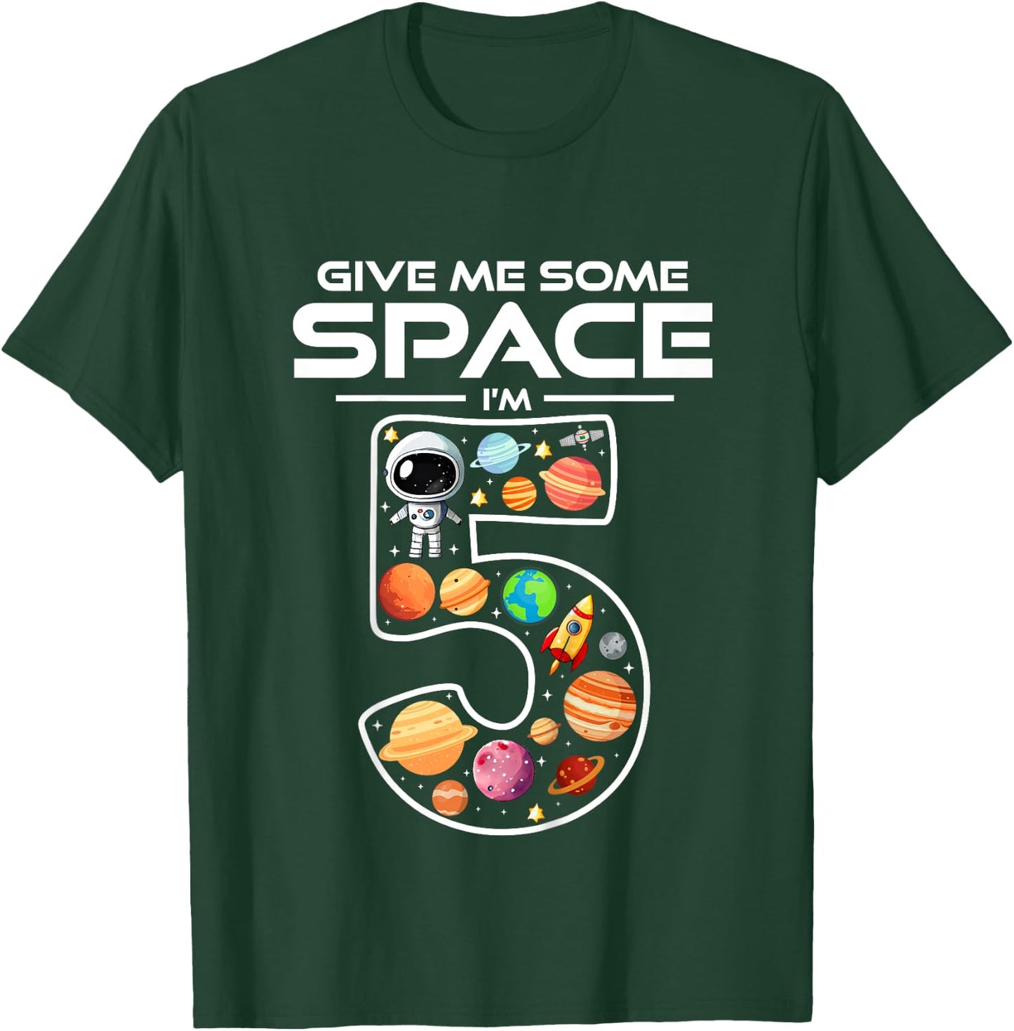 Kids 5 Year Old Boy Astronaut Space Birthday 5th Birthday Boys T-Shirt - T-Shirt | Forest