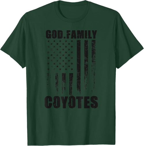 Williston Coyotes God. Family. Vintage USA Flag
