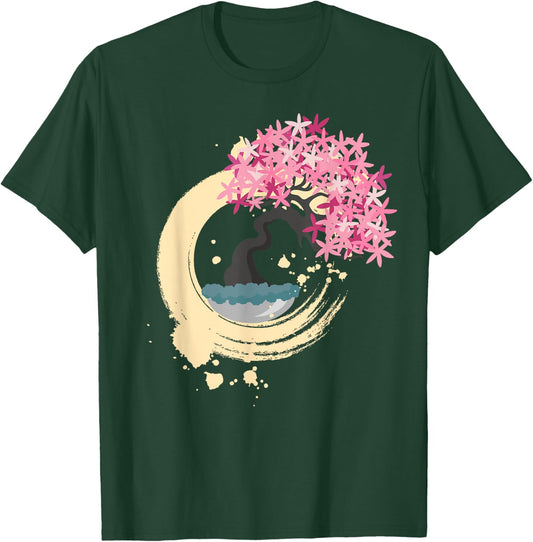 Enso Shirt Zen Circle Pink Bonsai Tree in Enso Ring T-Shirt - T-Shirt | Forest