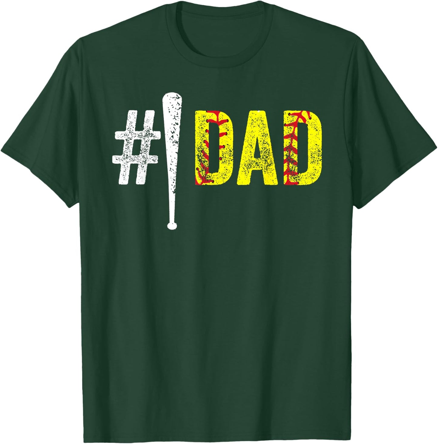 Number One Softball Dad from Daughter for Fathers Day Funny T-Shirt - T-Shirt | Forest