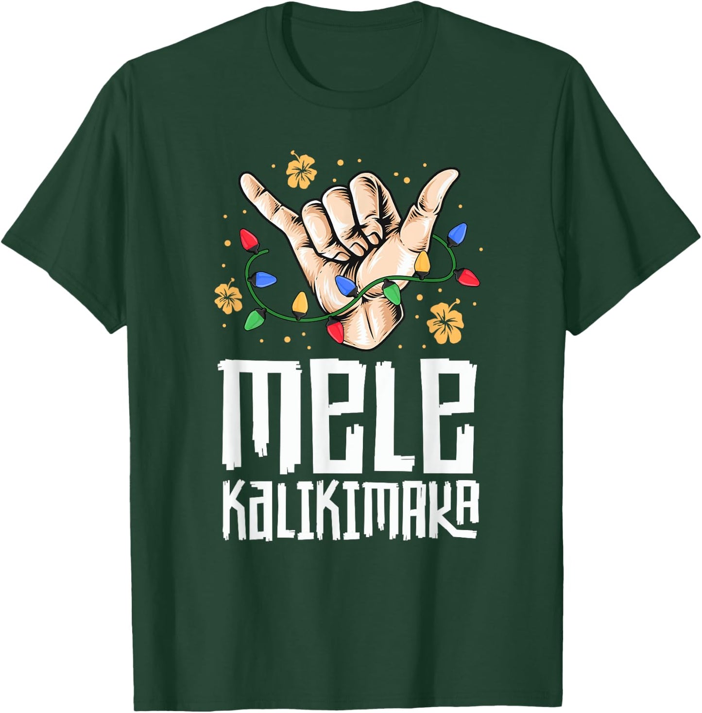 Hawaiian Christmas Shirt Men Mele Kaliki Shaka Kalikimaka T-Shirt - T-Shirt | Forest