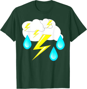 Lightning Bolts Rain Drops Thunder Storm Cloud Costume Shirt T-Shirt - T-Shirt | Forest