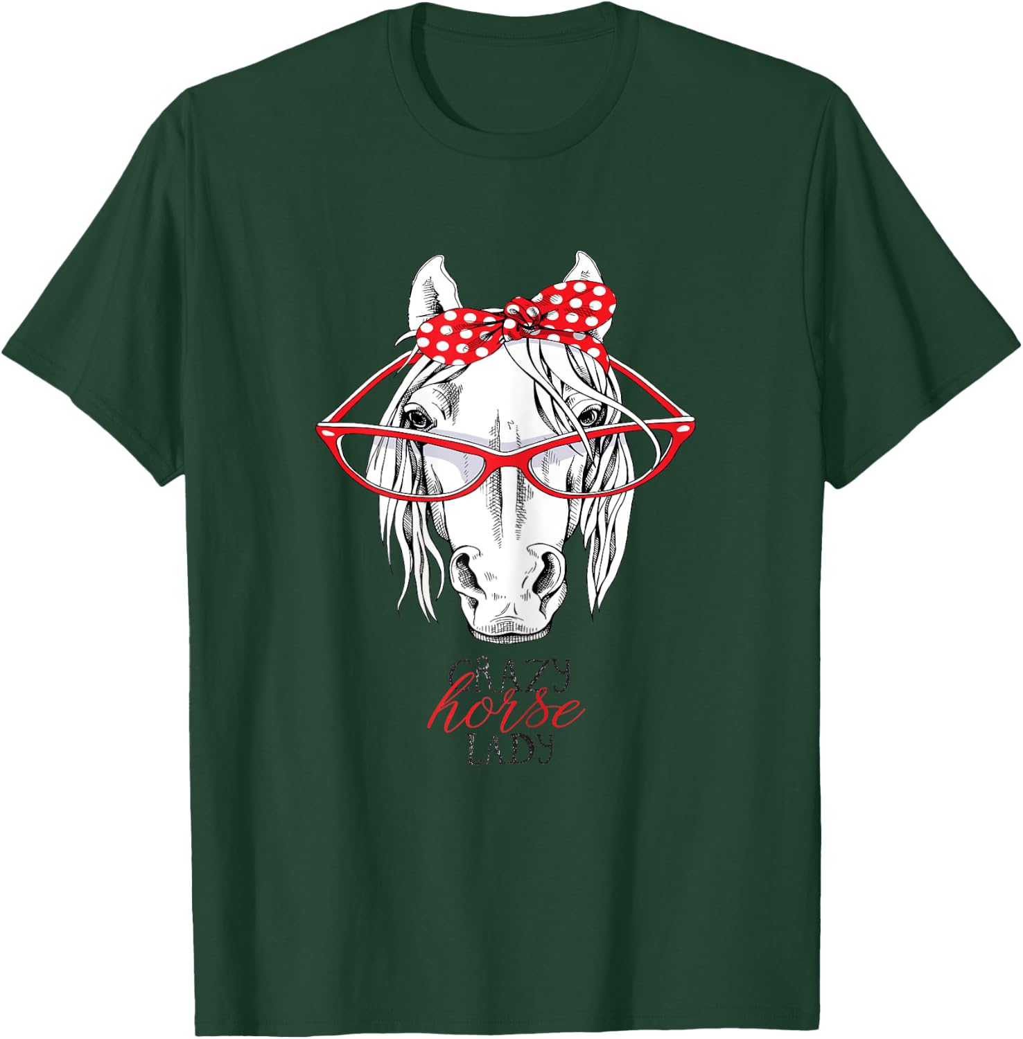 Crazy horse lady horse lover women Bandana Horseback Riding T-Shirt - T-Shirt | Forest