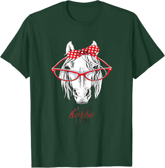 Crazy horse lady horse lover women Bandana Horseback Riding T-Shirt - T-Shirt | Forest