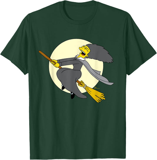 The Simpsons Halloween Witch Costume Marge on Flying Broom T-Shirt - T-Shirt | Forest