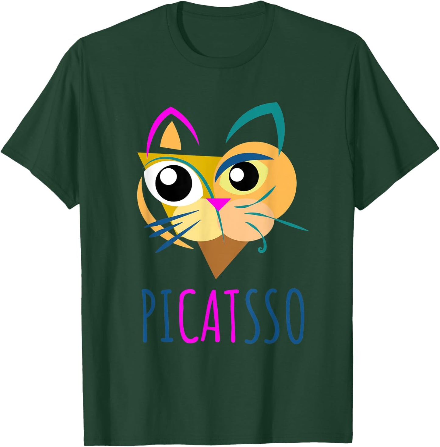 Funny Abstract Cat Art Picatsso Shirt For Art Teachers Men Women Kids T-Shirt - T-Shirt | Forest