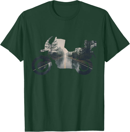 Adventure Motorcycle Bike Travel Off Road Nature T-Shirt - T-Shirt | Forest