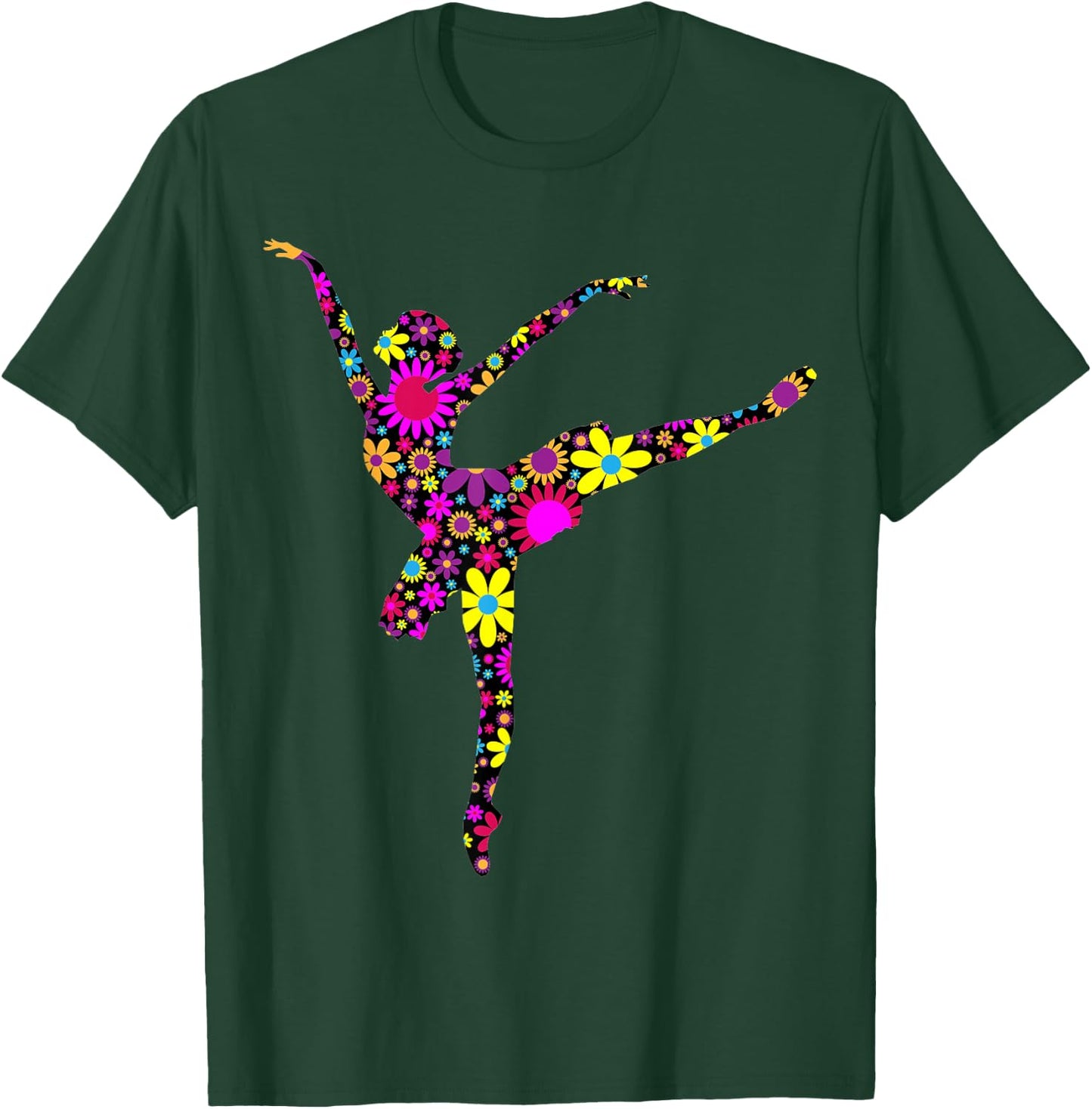 Colorful Flower Ballerina Girl | Gift Ballet T-Shirt - T-Shirt | Forest