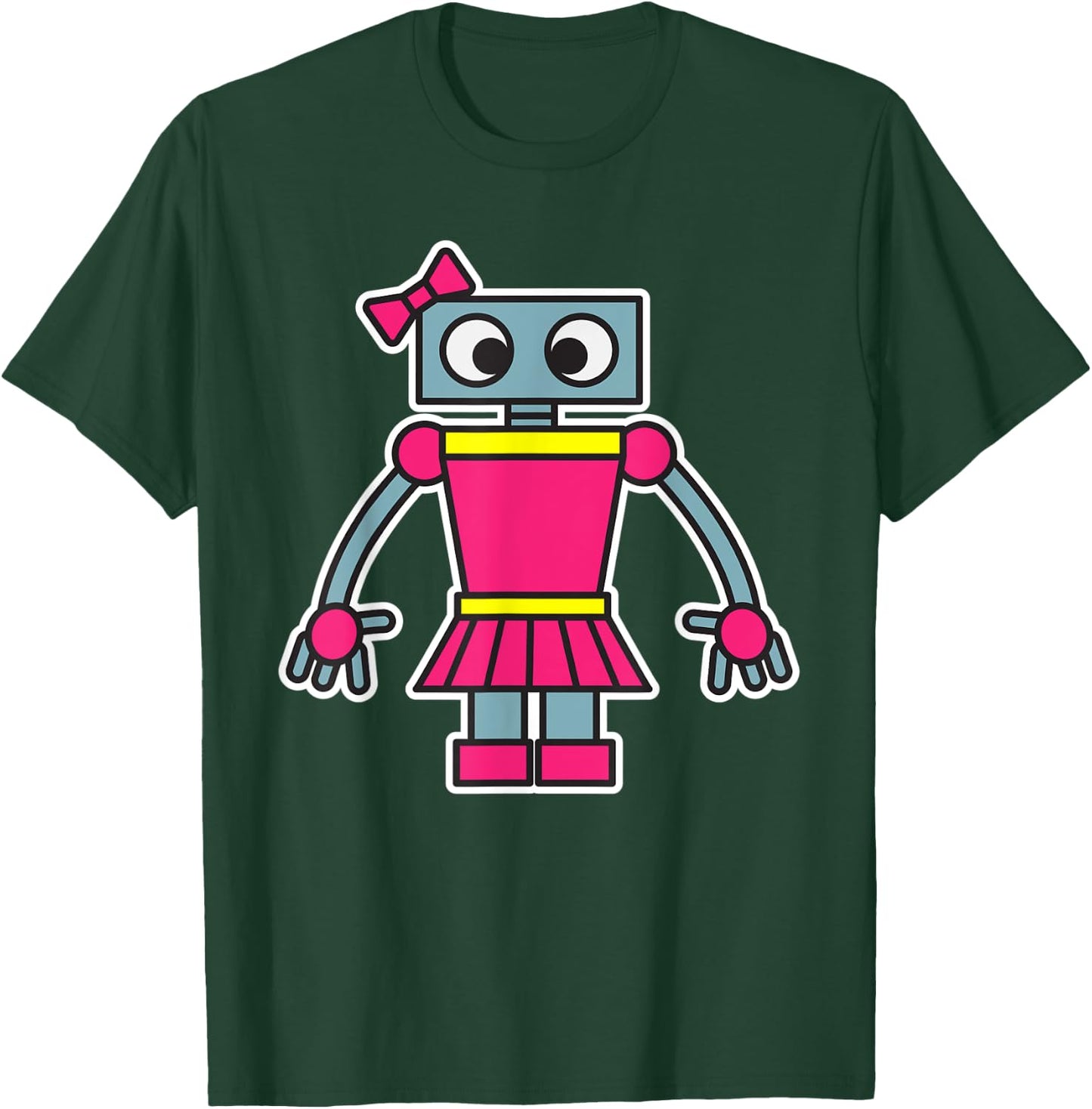 Robot Girl Fun Cute Dress Girly Robots Robotics Engineer T-Shirt - T-Shirt | Forest