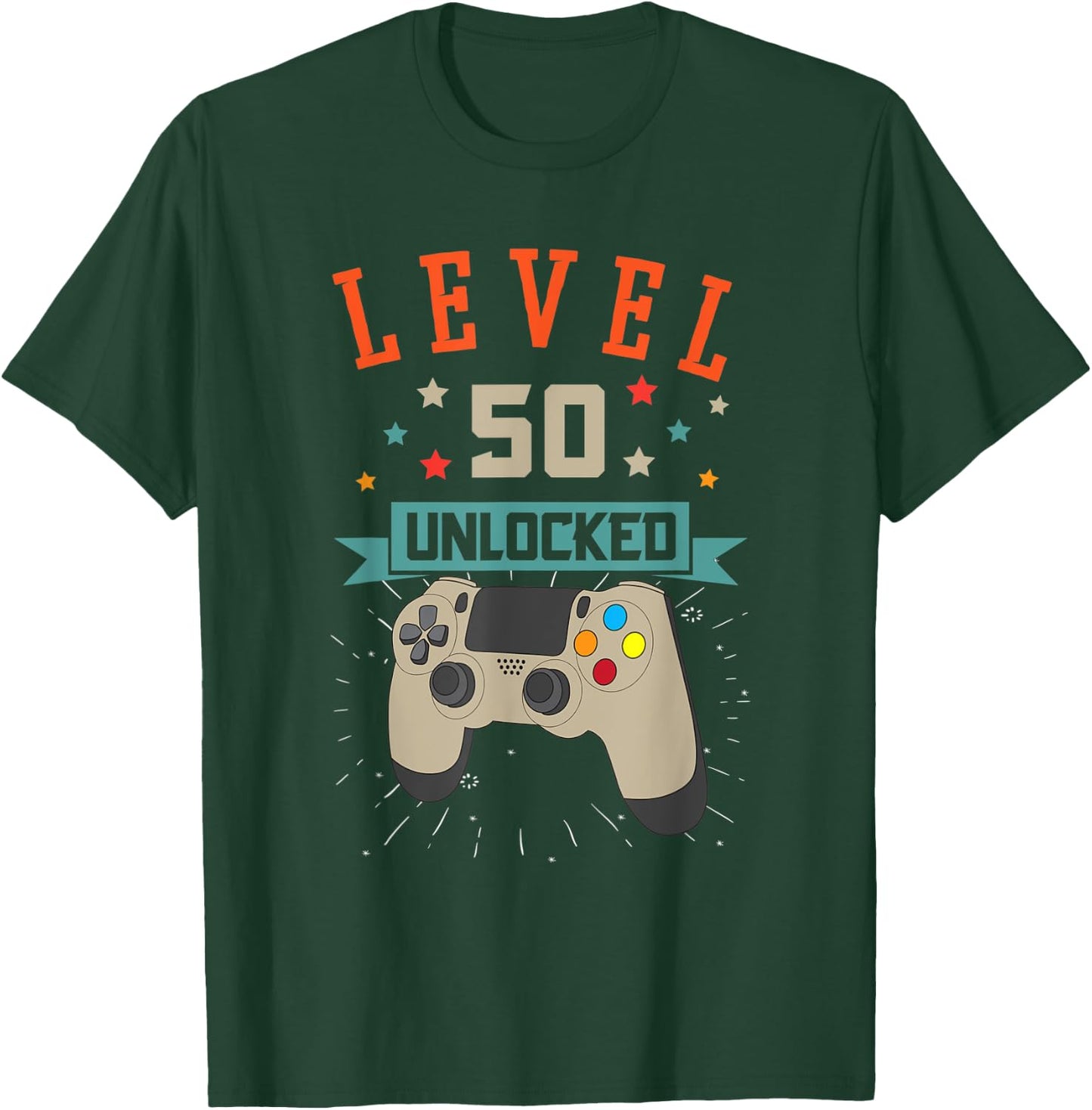 Level 50 Unlocked Gamer 50th Years Old Birthday T-Shirt - T-Shirt | Forest