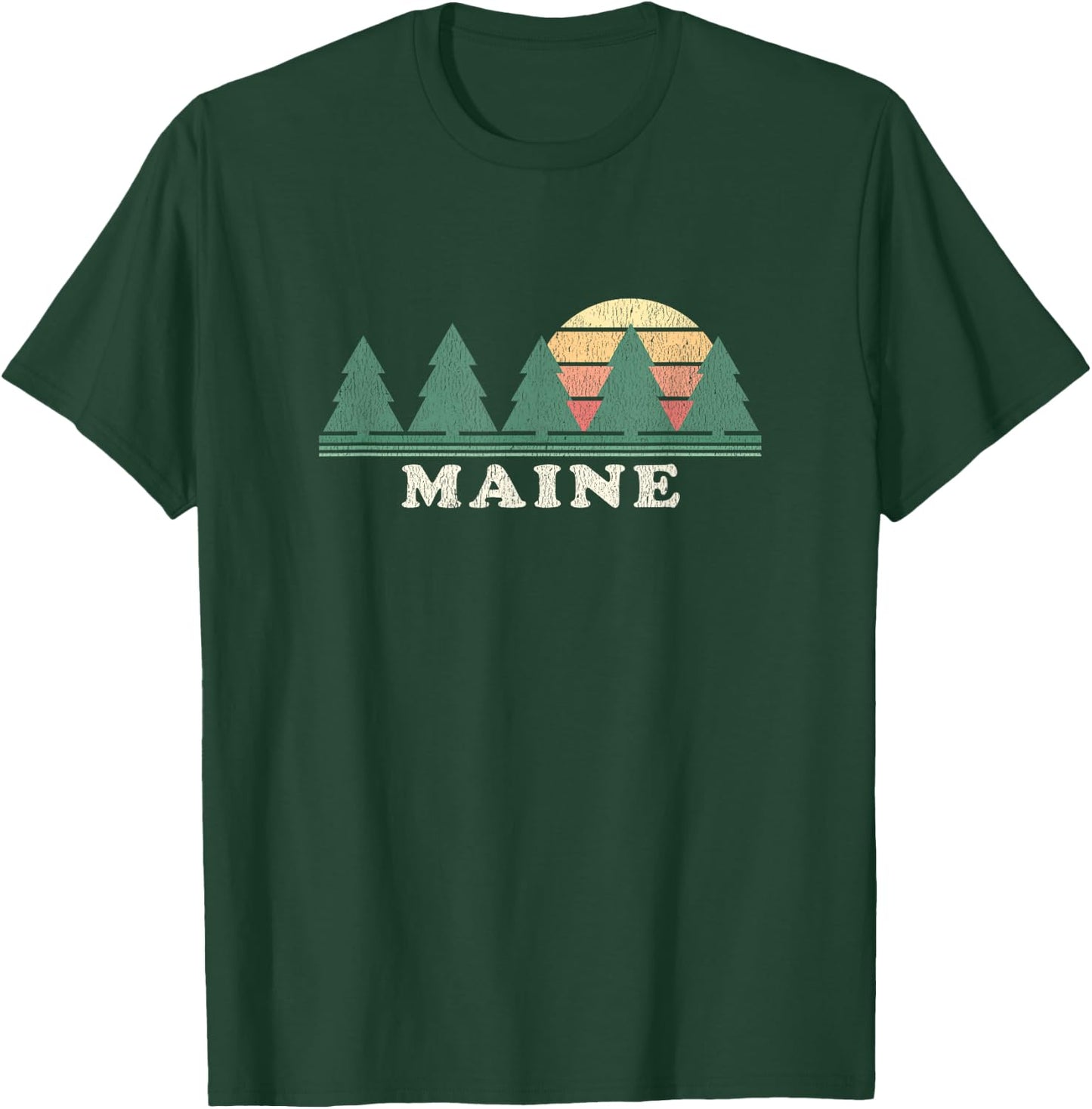 Maine ME Vintage Retro 70s Design T-Shirt - T-Shirt | Forest