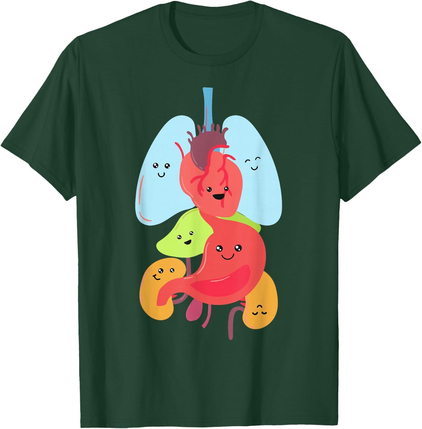 Cute Anatomy - Internal Organs Body T-Shirt - T-Shirt | Forest