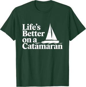 Catamaran Sailing Yachting Boating Ocean Explorer Maritime T-Shirt - T-Shirt | Forest