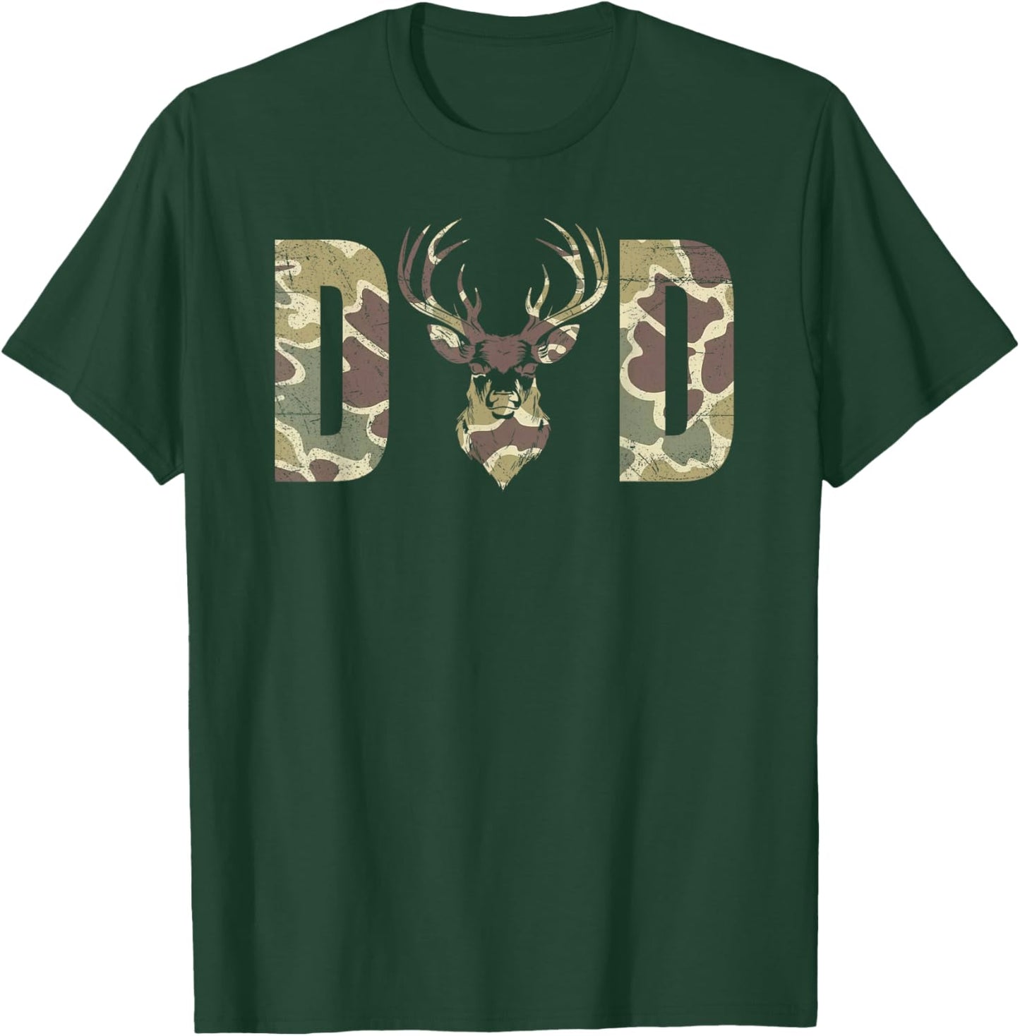 Old School Camo Dad Hunting, Camouflage Deer Father's Day T-Shirt - T-Shirt | Forest