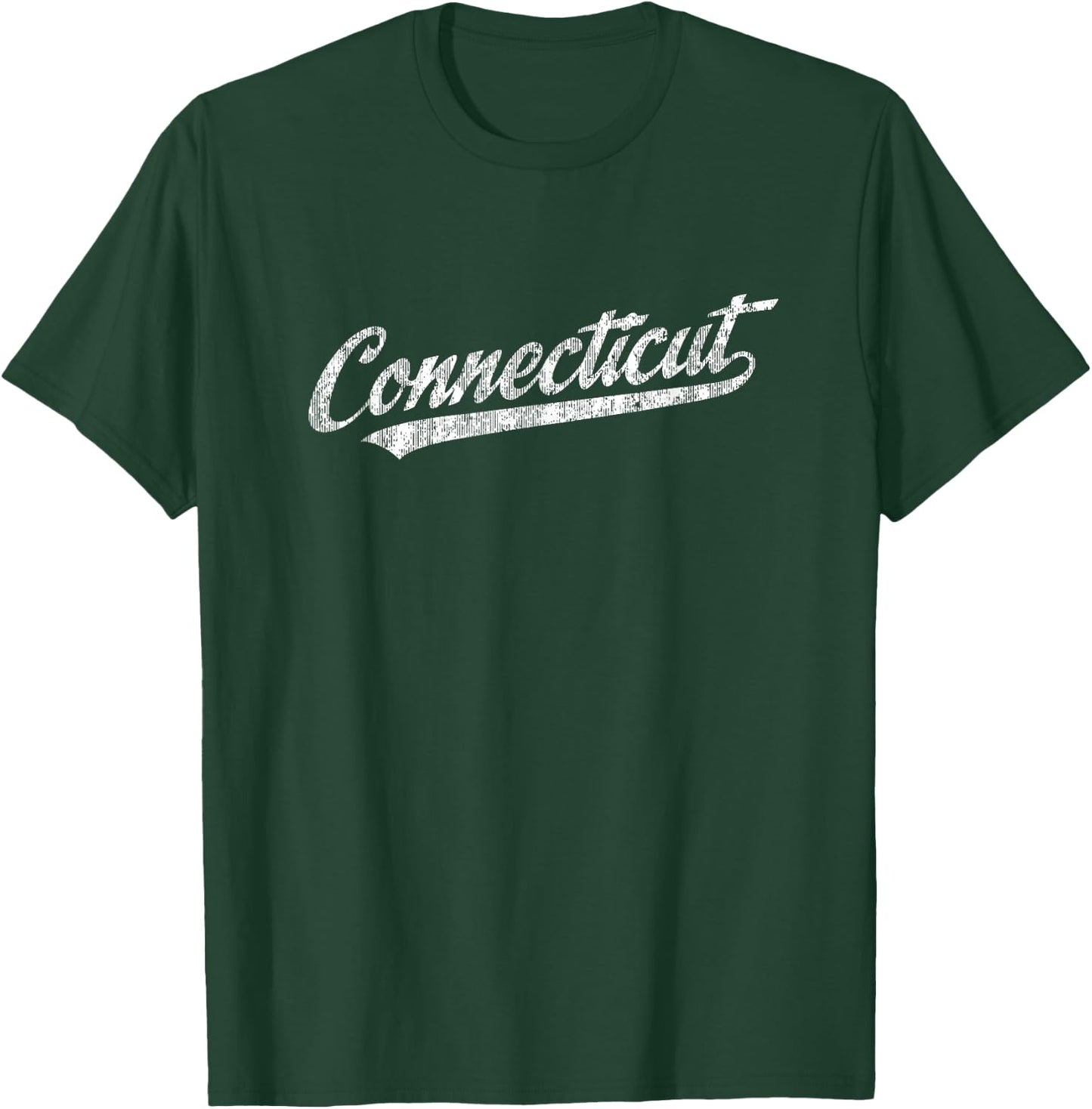 Connecticut CT Vintage Sports Script Retro T-Shirt - T-Shirt | Forest