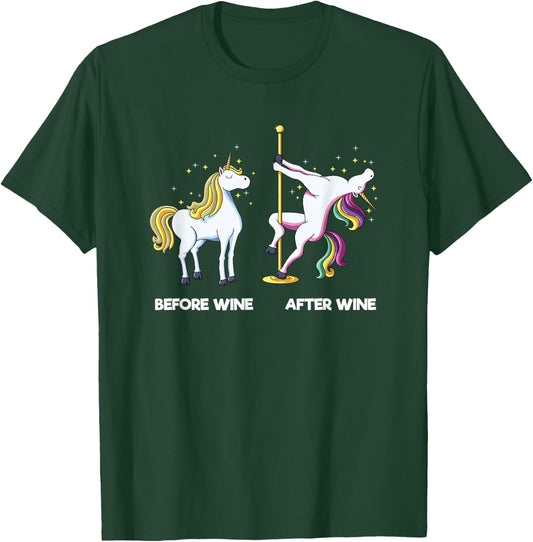 Funny Unicorn Before Wine After Wine design Dancing Pole T-Shirt - T-Shirt | Forest