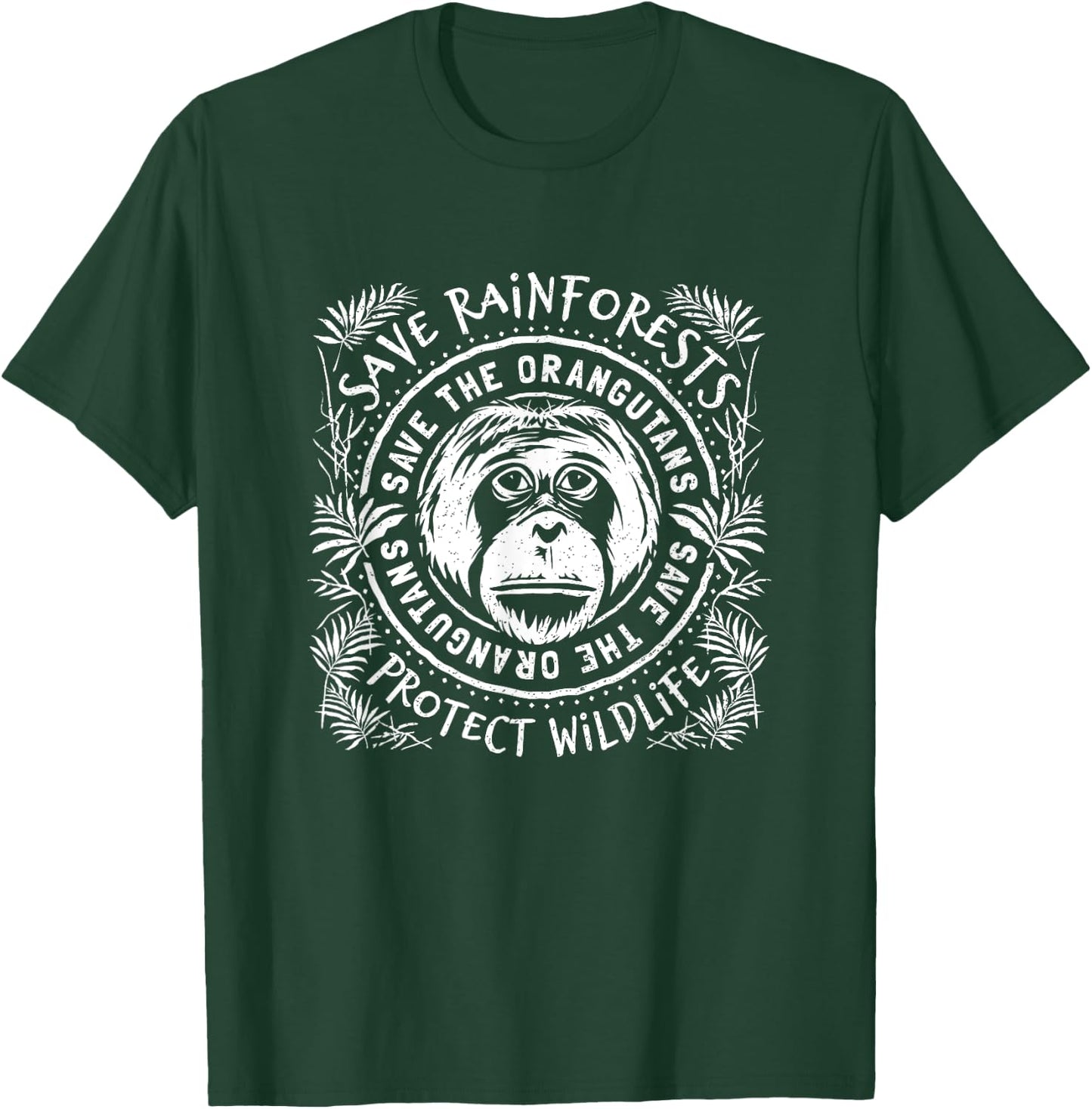 Save The Orangutan - Protect Rainforest Wildlife T-Shirt - T-Shirt | Forest