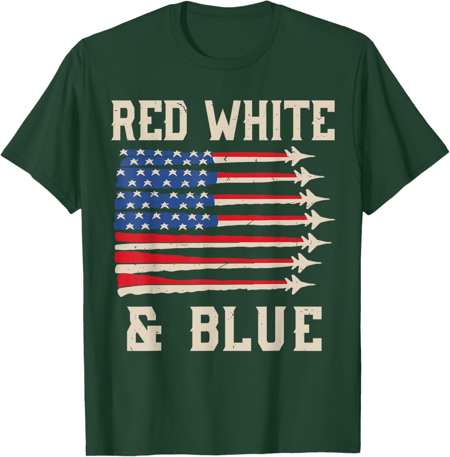 Red White & Blue 4th July Fighter Jet Boy Toddler Patriotic T-Shirt - T-Shirt | Forest