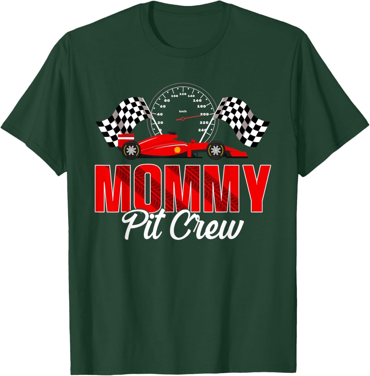 Race Car Birthday Party Racing Family Mommy Pit Crew T-Shirt - T-Shirt | Forest