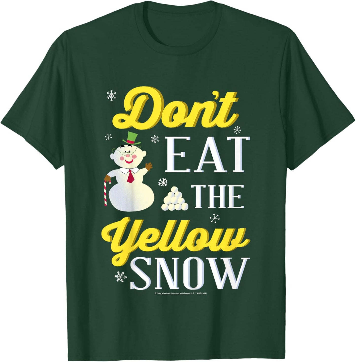 Kids Elf Snowman Don't Eat The Yellow Snow Text Poster T-Shirt - T-Shirt | Forest