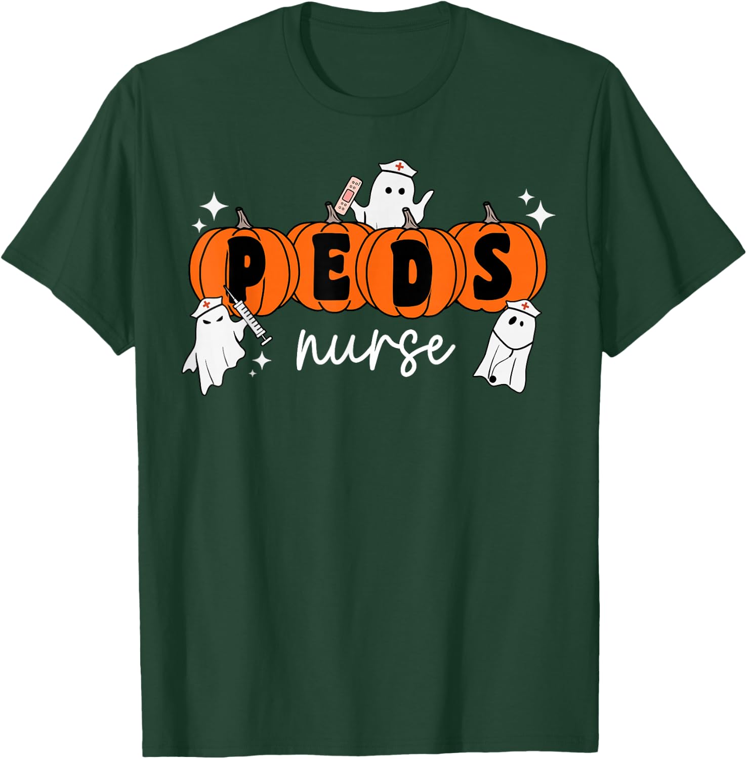 Peds Nurse Crew Ghost Pumpkin Pediatric Nurse Halloween T-Shirt - T-Shirt | Forest