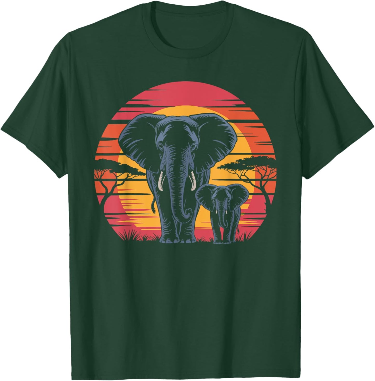 Elephant Retro Style Elephant Vintage Men Women Kids T-Shirt - T-Shirt | Forest