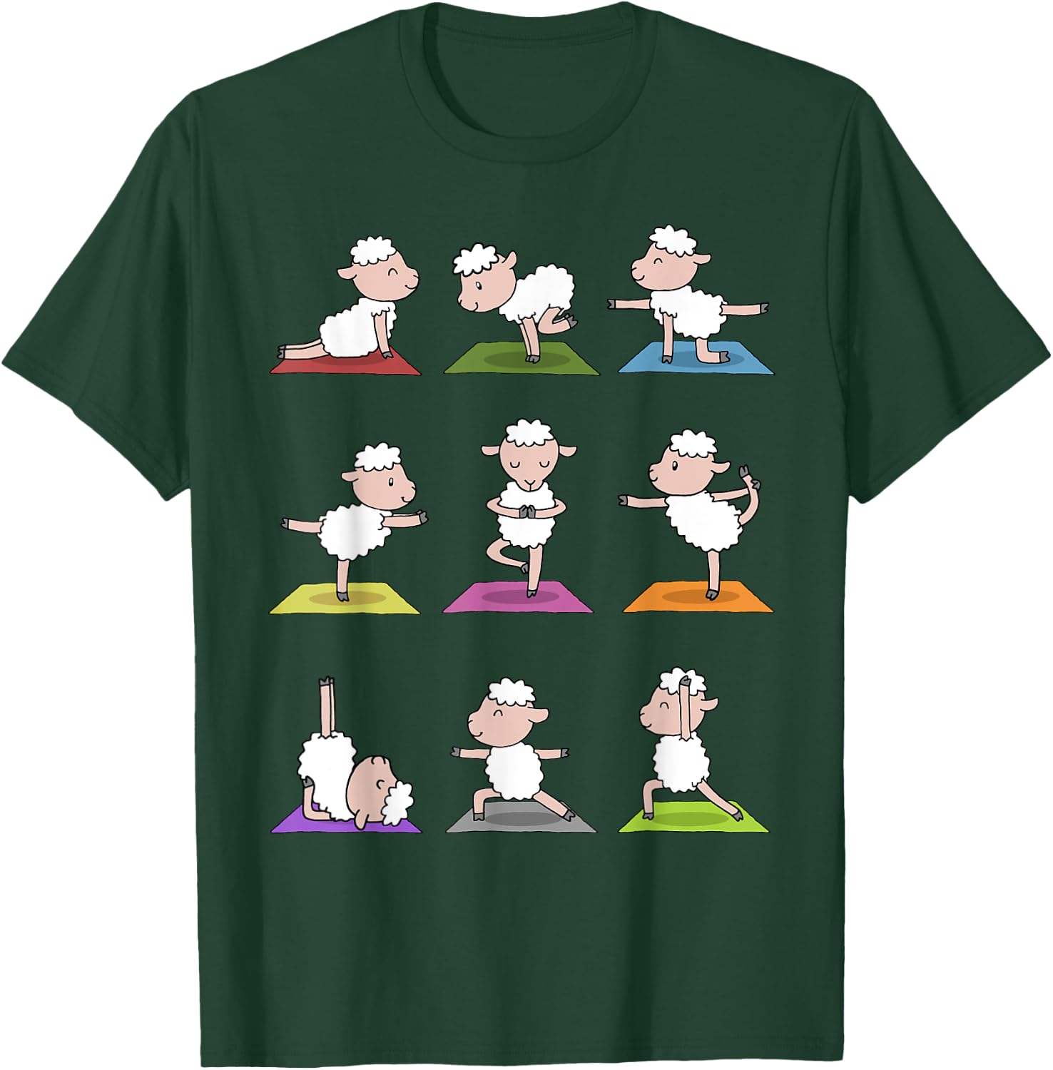 Sheep Yoga Funny Cute Sheeps In Yoga Poses T-Shirt - T-Shirt | Forest