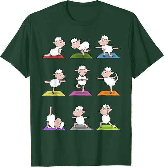 Sheep Yoga Funny Cute Sheeps In Yoga Poses T-Shirt - T-Shirt | Forest