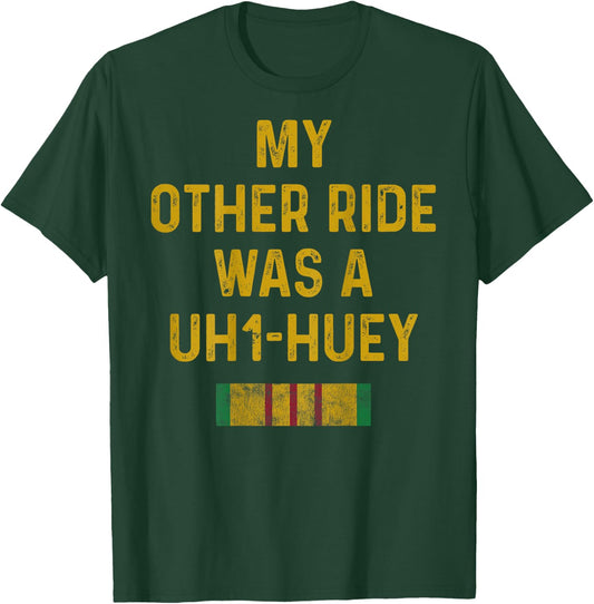 Vietnam Veteran Gift Dad Men Vet Biker Other Ride UH1 Huey T-Shirt - T-Shirt | Forest