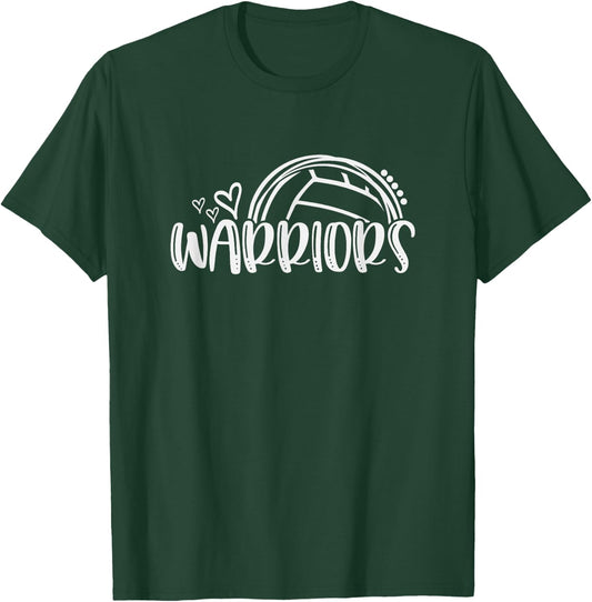 Volleyball Warriors School Sports Fan Team Spirit T-Shirt - T-Shirt | Forest