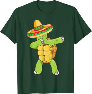 Dabbing Turtle T Shirt Cinco de Mayo Kids Fiesta Sombrero T-Shirt - T-Shirt | Forest
