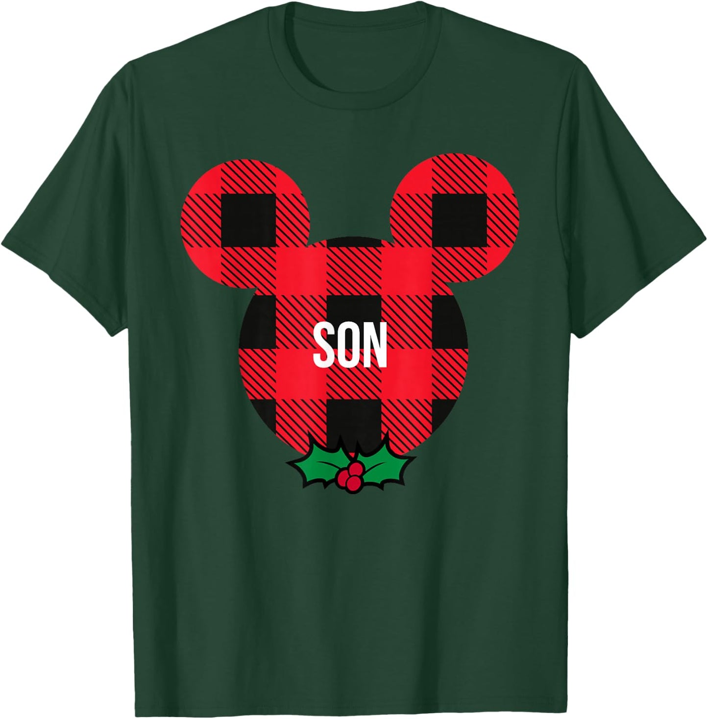 Disney Mickey Mouse Family Matching Holiday Plaid Son T-Shirt - T-Shirt | Forest