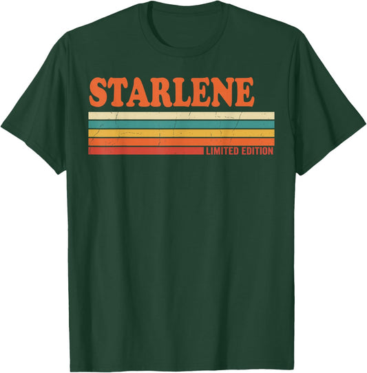Starlene Retro Personalized First Name Vintage Stripes T-Shirt - T-Shirt | Forest