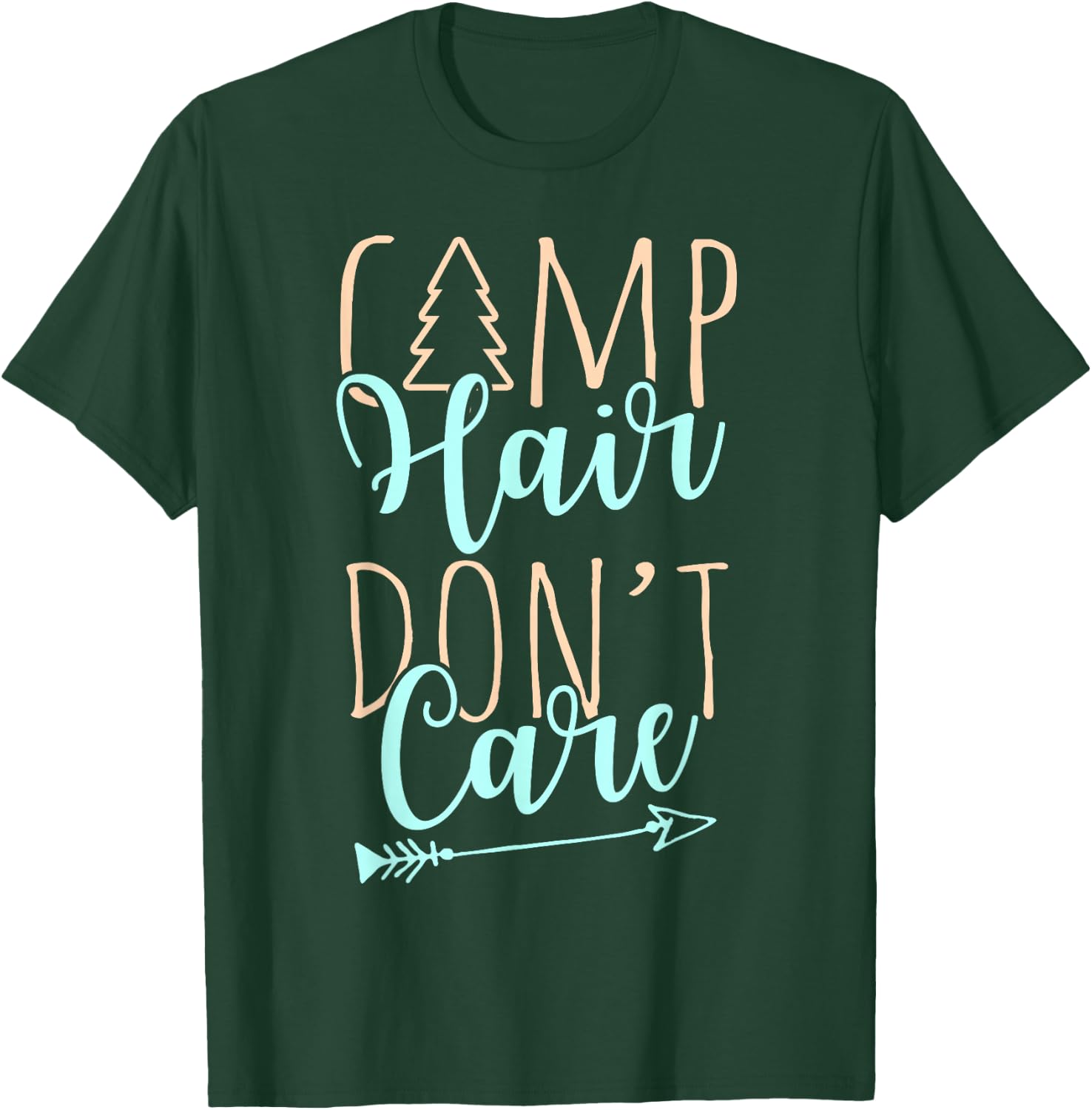 Camp Hair Don't Care Camping Shirt for Girls T-Shirt - T-Shirt | Forest