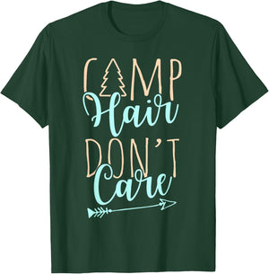 Camp Hair Don't Care Camping Shirt for Girls T-Shirt - T-Shirt | Forest
