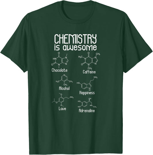 Chemistry is Awesome - Caffeine Molecule T-Shirt - T-Shirt | Forest