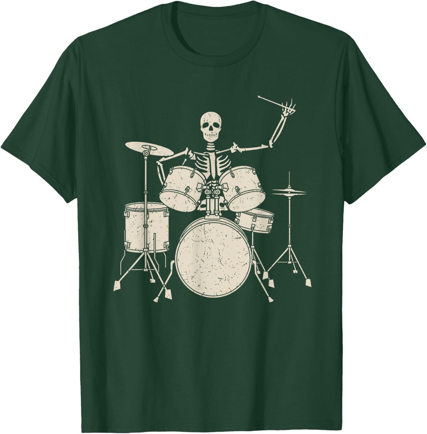 Halloween Skeleton Playing Drum Shirt Cute Funny Drums Gift T-Shirt - T-Shirt | Forest