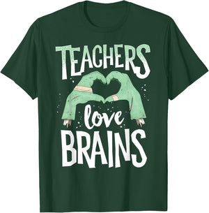 Teachers Love Brains Halloween Costume Trick Treat Zombie Women Kids T-Shirt - T-Shirt | Forest
