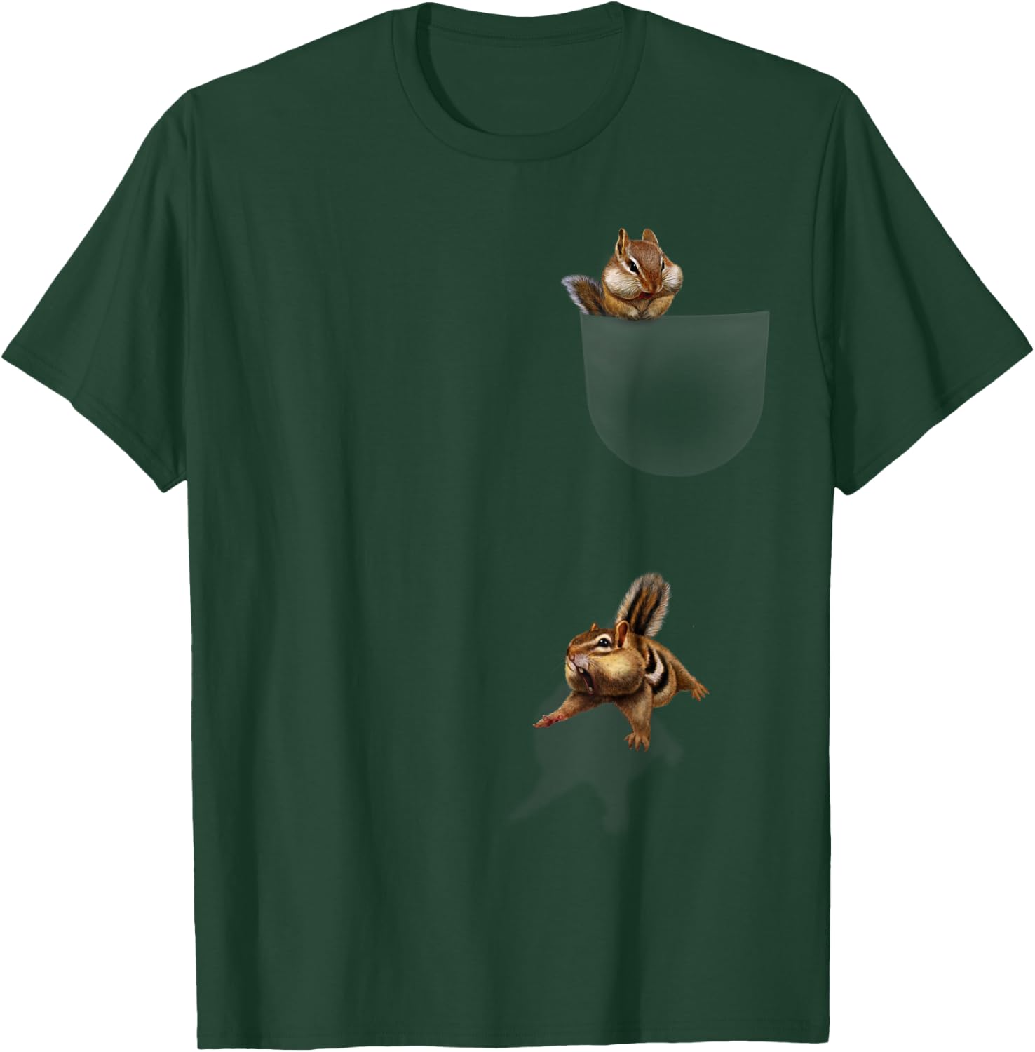 Cute Pocket Chipmunk, Funniest Squirrel Falling Medium Asphalt T-Shirt - T-Shirt | Forest